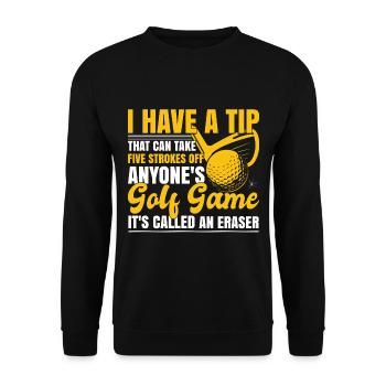 Ich habe einen Tipp Golf Lustig - Unisex Pullover - Schwarz - Vorne - Alina (178cm) & Michal (187cm)