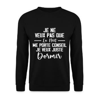 Je Veux Juste Dormir 💤 - Sweat-shirt Unisexe - noir - Devant - Alina (178cm) & Michal (187cm)
