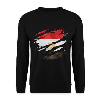 Ägypten - Nationalfahne, Kratzer, Risse - Unisex Pullover - Schwarz - Vorne - Alina (178cm) & Michal (187cm)