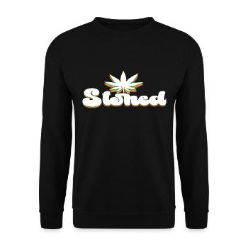 Stoned Weed Leaf - Unisex Pullover - Schwarz - Vorne - Alina (178cm) & Michal (187cm)