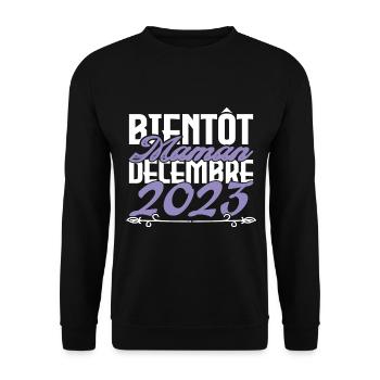 Annonce grossesse. bientôt Maman Décembre 2023.mom - Sweat-shirt Unisexe - noir - Devant - Alina (178cm) & Michal (187cm)