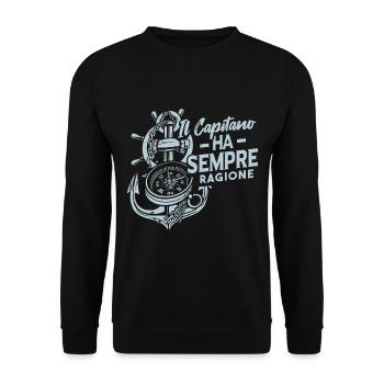 Le capitaine a toujours raison | Bateau - Sweat-shirt Unisexe - noir - Devant - Alina (178cm) & Michal (187cm)