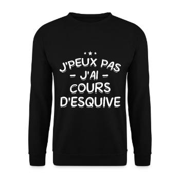 J'Peux Pas ! J'Ai Cours D'Esquive 🏃‍♂️💨 - Sweat-shirt Unisexe - noir - Devant - Alina (178cm) & Michal (187cm)