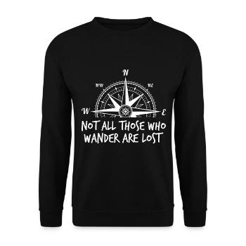 Wandern - nicht alle, die wandern, sind verloren! - Unisex Pullover - Schwarz - Vorne - Alina (178cm) & Michal (187cm)