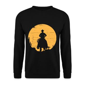Country Western Wilder Westen Cowboy - Unisex Pullover - Schwarz - Vorne - Alina (178cm) & Michal (187cm)