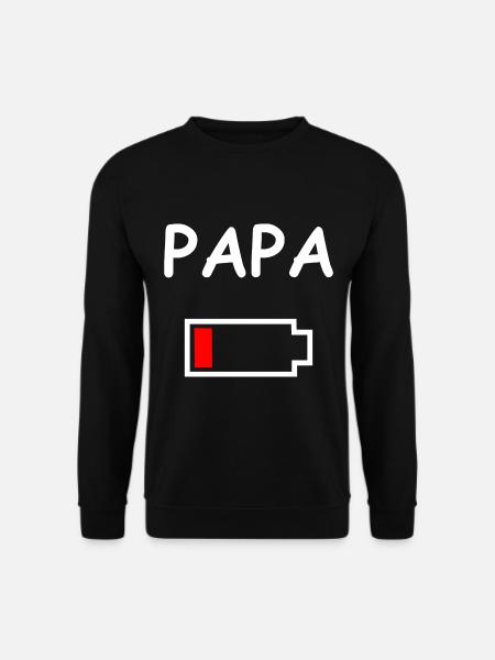 Papa Akku Leer - Unisex Pullover - Schwarz