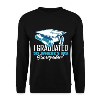 Graduierter Universitäts-Master-Abschluss - Unisex Pullover - Schwarz - Vorne - Alina (178cm) & Michal (187cm)