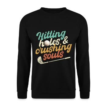 Hitting Holes & Crushing Souls Golf - Unisex Sweatshirt - black - Front - Alina (178cm) & Michal (187cm)