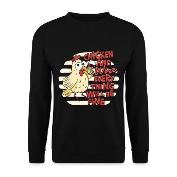 Poulets et vin - Sweat-shirt Unisexe - noir - Devant - Alina (178cm) & Michal (187cm)
