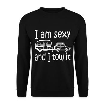 I am sexy andI tow it - Unisex Pullover - Schwarz - Vorne - Alina (178cm) & Michal (187cm)