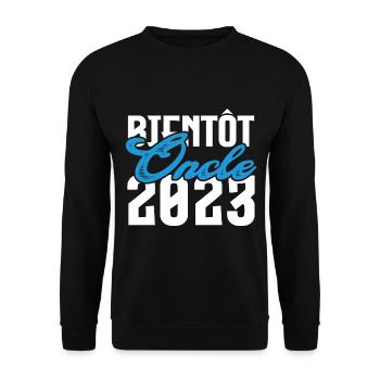 Cadeau Annonce grossesse bientôt Oncle 2023.Tonton - Sweat-shirt Unisexe - noir - Devant - Alina (178cm) & Michal (187cm)