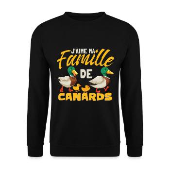 J'aime ma famille de canards - Sweat-shirt Unisexe - noir - Devant - Alina (178cm) & Michal (187cm)