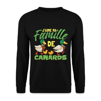 J'aime Ma Famille De Canards - Sweat-shirt Unisexe - noir - Devant - Alina (178cm) & Michal (187cm)