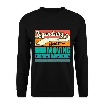 Légendaire depuis son emménagement en | Voisin de quartier - Sweat-shirt Unisexe - noir - Devant - Alina (178cm) & Michal (187cm)