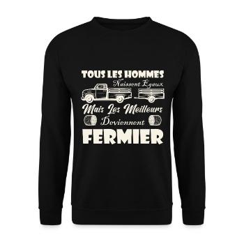 Tous les Hommes naissent égaux,Meilleur fermier - Sweat-shirt Unisexe - noir - Devant - Alina (178cm) & Michal (187cm)
