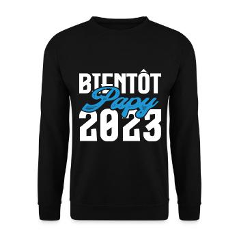 Cadeau Annonce grossesse bientôt Papy 2023. - Sweat-shirt Unisexe - noir - Devant - Alina (178cm) & Michal (187cm)