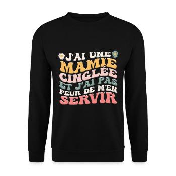 Mamie Petite-Fille Humour - Sweat-shirt Unisexe - noir - Devant - Alina (178cm) & Michal (187cm)