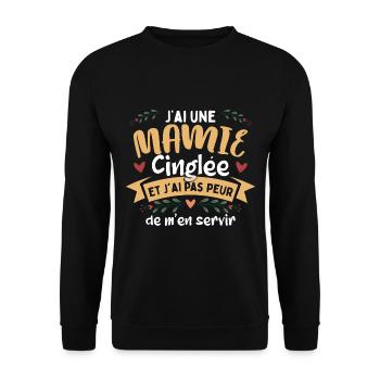 J'ai Une Mamie Cinglée | Fête Des Mères - Sweat-shirt Unisexe - noir - Devant - Alina (178cm) & Michal (187cm)