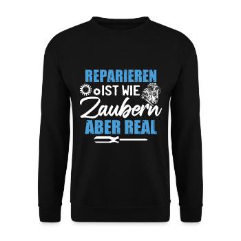 Schrauber Automechaniker - Unisex Pullover - Schwarz - Vorne - Alina (178cm) & Michal (187cm)