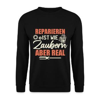 Autoschrauber Mechaniker Lustig - Unisex Pullover - Schwarz - Vorne - Alina (178cm) & Michal (187cm)