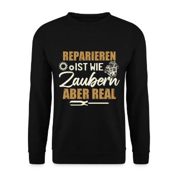 Mechaniker Lustige Auto Sprüche - Unisex Pullover - Schwarz - Vorne - Alina (178cm) & Michal (187cm)