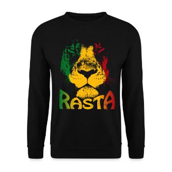 Rasta Lion Lionhead Reggae Rastafarian Jamaica - Unisex Sweatshirt - black - Front - Alina (178cm) & Michal (187cm)