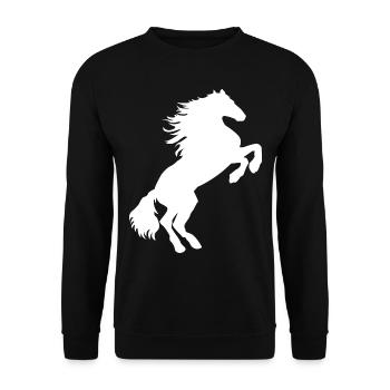 weißes Pferd Schimmel - Pferde T Shirt & Hoodie - Unisex Pullover - Schwarz - Vorne - Alina (178cm) & Michal (187cm)