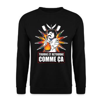 Chef Dumas : Tourne et Retourne Comme Ça - Sweat-shirt Unisexe - noir - Devant - Alina (178cm) & Michal (187cm)