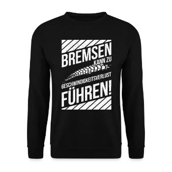 Motorrad Mofa Bremsen kann Geschwindigkeitsverlust - Unisex Pullover - Schwarz - Vorne - Alina (178cm) & Michal (187cm)