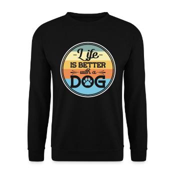 Patte de chien La vie est meilleure avec une patte de chien - Sweat-shirt Unisexe - noir - Devant - Alina (178cm) & Michal (187cm)