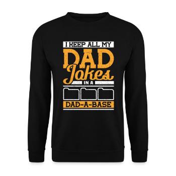 I keep all my Dad Jokes in a Dad-a-Base Vatertag - Unisex Pullover - Schwarz - Vorne - Alina (178cm) & Michal (187cm)