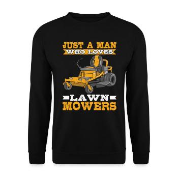 Just a Man who Loves Lawn Mowers Lawn Care - Unisex Sweatshirt - black - Front - Alina (178cm) & Michal (187cm)