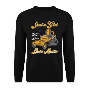 Just a Girl Who Loves Lawn Mowers Lawn Care - Unisex Sweatshirt - black - Front - Alina (178cm) & Michal (187cm)