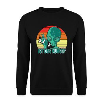 Alien Meme Ist das Kunst? Spruch - Unisex Pullover - Schwarz - Vorne - Alina (178cm) & Michal (187cm)