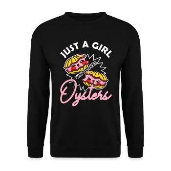 Just a Girl who Loves Oysters Austern - Unisex Sweatshirt - black - Front - Alina (178cm) & Michal (187cm)