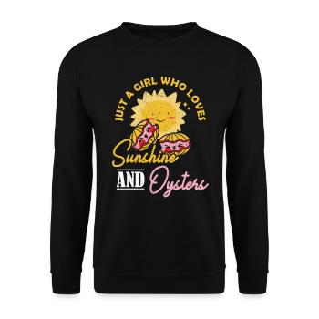 Just a Girl who Loves Sunshine and Oysters Austern - Unisex Sweatshirt - black - Front - Alina (178cm) & Michal (187cm)