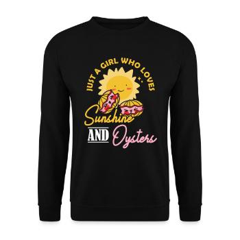 Just a Girl who Loves Sunshine and Oysters Austern - Unisex Sweatshirt - black - Front - Alina (178cm) & Michal (187cm)