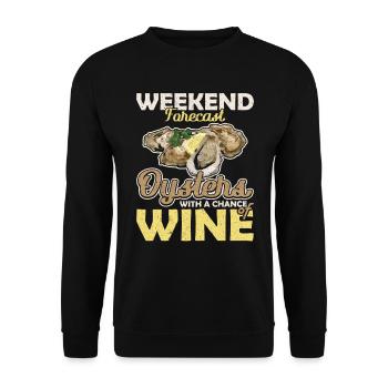Weekend Forecast Oysters with a Chance of Austern - Unisex Sweatshirt - black - Front - Alina (178cm) & Michal (187cm)