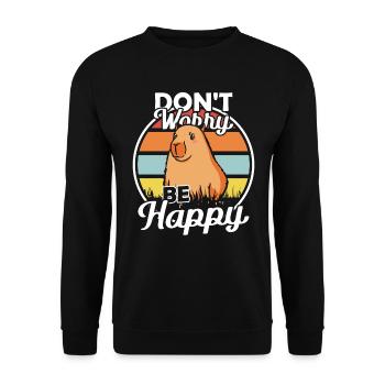 Dont Worry be Capy Wasserschwein - Unisex Sweatshirt - black - Front - Alina (178cm) & Michal (187cm)