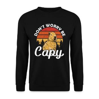 Sunset Dont Worry be Capy Wasserschwein - Unisex Sweatshirt - black - Front - Alina (178cm) & Michal (187cm)