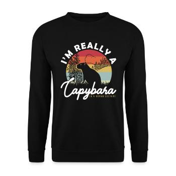 Im a Capybara en costume humain Wasserschwein - Sweat-shirt Unisexe - noir - Devant - Alina (178cm) & Michal (187cm)