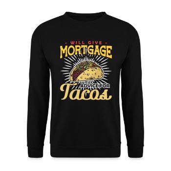 Mortgage Advice Tacos Mortgage Loan Advisor - Unisex Sweatshirt - black - Front - Alina (178cm) & Michal (187cm)
