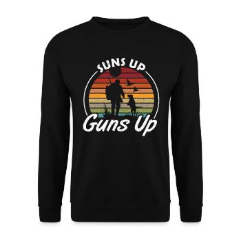 Hunting Dog Suns Up Guns Up Duck Hunting - Unisex Sweatshirt - black - Front - Alina (178cm) & Michal (187cm)