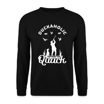 Hunting dog Duckaholic hooked on quack duck hunting - Unisex Sweatshirt - black - Front - Alina (178cm) & Michal (187cm)