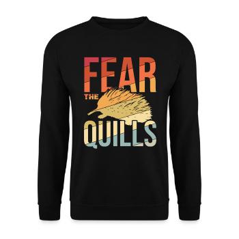 Stachlige Nagetier Fear the Quills Stachelschwein - Unisex Pullover - Schwarz - Vorne - Alina (178cm) & Michal (187cm)
