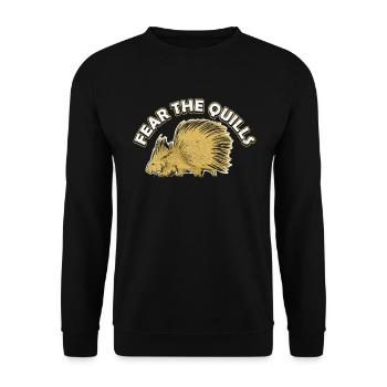 Prickly rodent Fear the Quills porcupine - Unisex Sweatshirt - black - Front - Alina (178cm) & Michal (187cm)
