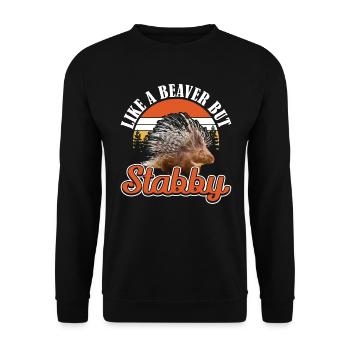 Like a Beaver but Stabby Stachelschwein - Unisex Pullover - Schwarz - Vorne - Alina (178cm) & Michal (187cm)