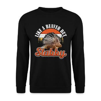 Like a Beaver but Stabby Stachelschwein - Unisex Pullover - Schwarz - Vorne - Alina (178cm) & Michal (187cm)