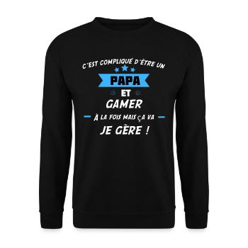 compliqué d’être papa & gamer - Sweat-shirt Unisexe - noir - Devant - Alina (178cm) & Michal (187cm)