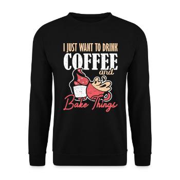 Je veux juste boire du café et cuire des choses backen - Sweat-shirt Unisexe - noir - Devant - Alina (178cm) & Michal (187cm)